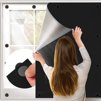 BKSAI Magnétique Store Occultant Fenêtre sans Perçage Store Occultant Tissu Isolation pour Fenêtre de Toit - Protection Solaire Film Occultant Fenetre Portable pour Bébé Chambre (76 * 96CM)