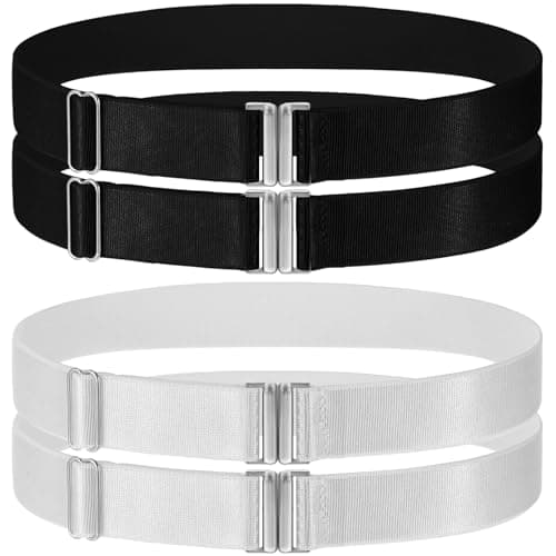 oruola Lot de 2 paires de jarretelles réglables pour femme, porte-jarretelles avec boucle en métal, jarretières élastiques pour fête, bal, jarretelles punk gothique pour femme, noir et blanc, noir et