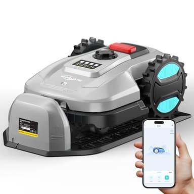 YARDCARE E400 Robot Tondeuse, Contrôle Via Application, Jusqu’à 400 m², Recharge Automatique, Capteur de Pluie, Moins de 60 DB, Largeur de Coupe 18 cm, Hauteur Réglable 20–60 mm