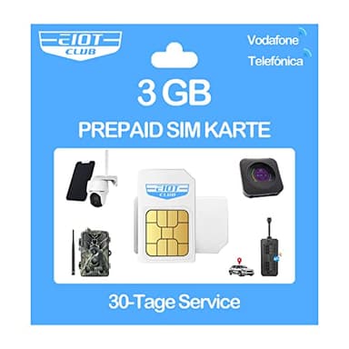 EIOTCLUB Carte prépayée, carte uniquement de données compatible avec Red Vodafone, Orange et Telefonica, pour appareil photo 4G LTE, chasse à la caméra 4G, routeur et tracker GPS, aucun contrat