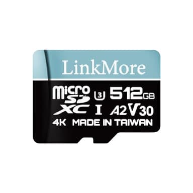 LinkMore Carte Micro SDXC 512 Go, XV23 Lite, A2, UHS-I, U3, V30, Compatible Classe 10, Vitesse de Lecture jusqu'à 100 Mo/s, Vitesse d'écriture jusqu'à 85 Mo/s, Adaptateur SD Inclus