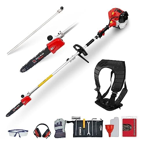BU-KO 52cc Scie sécateur à Essence Longue portée et Perche d'extension de 75cm, Outil de Jardin Ultime pour l'élagage des Arbres, l'élagage des Branches et la Coupe de précision