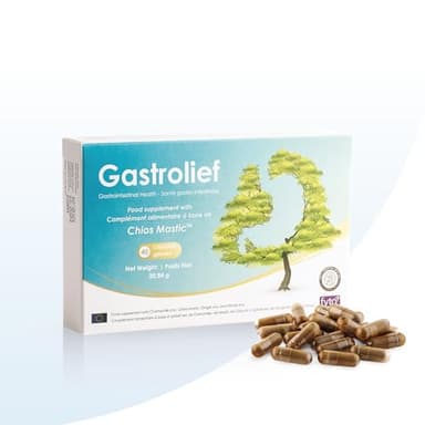 GASTROLIEF - Soutien Digestif Avancé, Anti-reflux et Anti-ballonnements | Formule Naturelle avec Mastic de Chios, Camomille, Gingembre, Fenouil | Sans Gluten | 30 Gélules