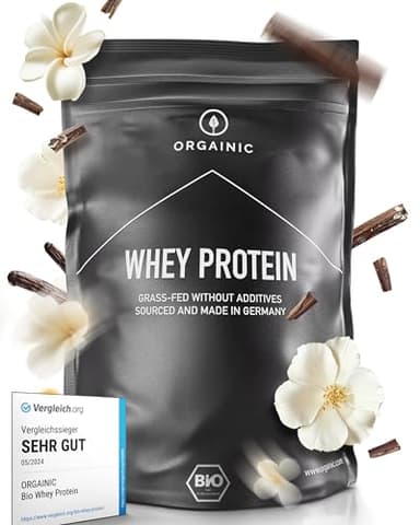 ORGAINIC Protéine Whey - Whey de Vaches Nourries à l'Herbe - Contient des Acides Aminés Essentiels et non-Essentiels et BCAA pour la Prise de Muscle - Traité à Froid, sans OGM - 1000g, Nature