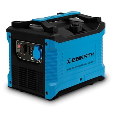 EBERTH Générateur d'Électricité Inverter Silencieux 1000 W, Groupe Électrogène, Moteur à Essence 2 CV, 4 temps, 1x 230V et 2x prise USB, Technologie Inverter pour du Courant Sans Pics de Tension