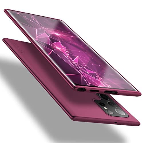 X-level Coque Compatible avec Samsung S22 Ultra, Silicone TPU Ultra Mince et Anti-Rayures de Protection Telephone Housse Etui pour Samsung Galaxy S22 Ultra 5G Case - Vin Rouge