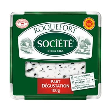Société Roquefort AOP au lait cru de brebis - La barquette de 100g