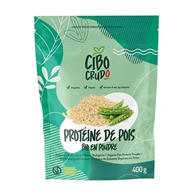 Proteine de Pois Bio en Poudre - 400g. Pea Protein Powder d'Origine Vegetale et Vegan. Pur sans Additifs.