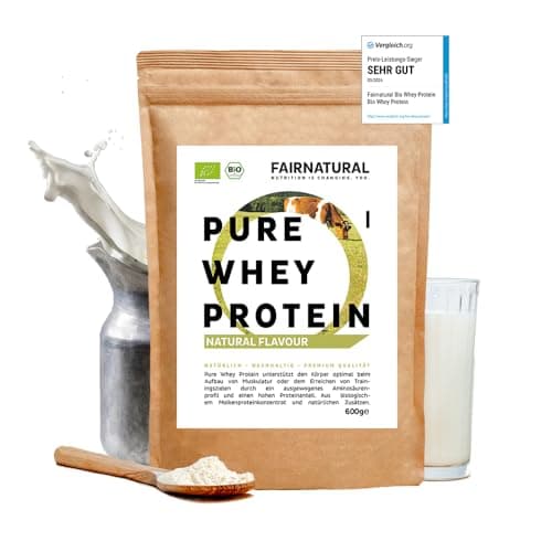Poudre de protéine de lactosérum BIO neutre [d'Allemagne] sans soja - sans édulcorant pour shakes protéinés & comme protéine de cuisson low carb 600g de protéine de petit-lait sans sucre