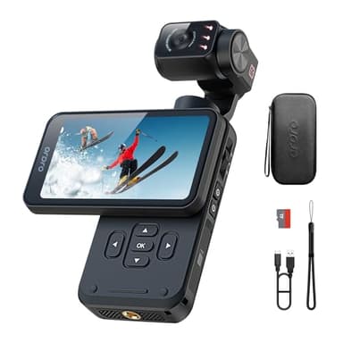 5K Digital Camera Vlog, Vlogging Camera avec Écran Tactile Rotatif 3.5", CMOS 1/2.5'' et 4K/60 IPS, Stabilisation à 3 Axes, Vision Nocturne IR, Suivi Facial/Objets, Caméra Pocket pour Vlog/Youtube