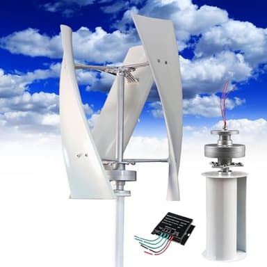 éolienne Verticale 14000W, Générateur d'énergie, Kit d'énergie éolienne, 12V 24V 48V 110V 220V 3 Pales avec Contrôleur, Kit d'éolienne, pour Supplémentation énergétique Domestique,White-12V