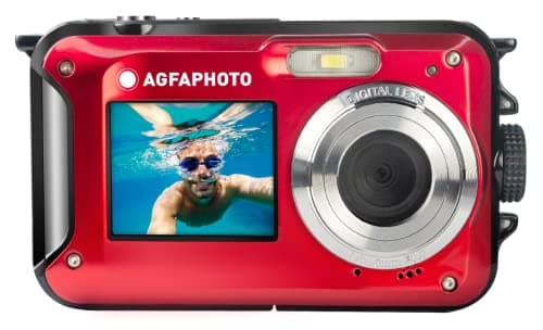 AGFA Photo Realishot WP8000 - Appareil Photo Numérique Étanche, 3m/10, 24 MP, Vidéo Full HD, Double écran LCD, Zoom Digital 16x, Stabilisateur Numérique, Batterie Lithium - Rouge