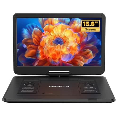 POFOTO Lecteur DVD Portable 17,5'' avec Écran Pvotant HD 15,6", 6h Autonomie, Compatible Multiformat Disques/SD/USB, sans Région, Mémoire de Lecture, Sortie TV/Projecteur, Haut-parleurs Stéréo