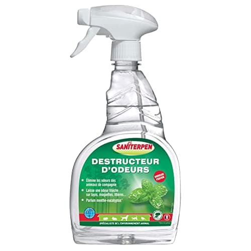 SANITERPEN - Désodorisant Destructeur d’Odeurs Prêt à l’Emploi - Spécial Animaux & Elevage - Multi-surfaces - Parfum Menthe-Eucalyptus - Fabrication Française - Pulvérisateur 750 ml