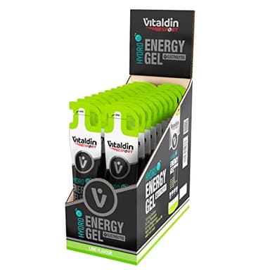 VITALDIN SPORT Hydro Energy Gel Electrolytes – 24 x 40 gr – Gel Énergétique Hydro goût Citron Vert avec Électrolytes – Énergie Immédiate et Soutenue – Running, Cyclisme & Sports d'endurance