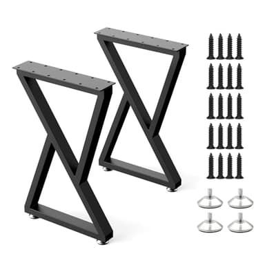 Lot de 2 Pied de Table en Métal, Pied de Bureau Fer, Pied de Meuble, H40cm x W30cm, Pied Table Basse Noir pour Banquette de Bricolage, Tables à Manger, Table Haute, Plan de Travail
