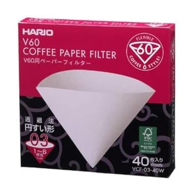 Hario V60 Lot de 40 filtres à café en papier Taille 03 (total de 40 feuilles) Blanc