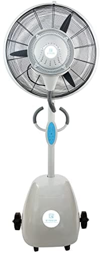 O'FRESH Ventilateur Brumisateur Terrasse Design Haute Performance pour Extérieur - Ventilateur sur Pied 200 cm + Système de Brumisation - Repousse les moustiques et nuisible volants - Capacité : 80 m²