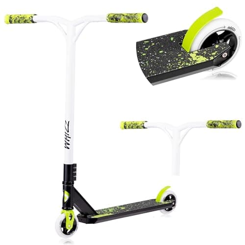 LIONELO Trottinette WHIZZ, roulements à Billes ABEC-9, Plateau en Aluminium, système de Compression HIC, Roues de 110 mm, Guidon Large en T, Frein Flex Fender MN Steel - Design Unique (Bleu)