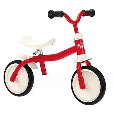 Smoby - Draisienne Rookie - Rouge - Look Rétro - Vélo Enfant Léger en Métal - Selle Ergonomique Réglable - Roues Silencieuses - Guidon Ajustable - A Partir de 2 Ans