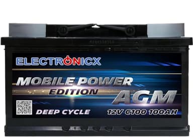 Batterie AGM Mobile Edition 100Ah 12V - Camping-Car Solaire Portable Batteries Voiture Électrique Enfant 12V Batterie de Décharge Lente Camping 100 Ah