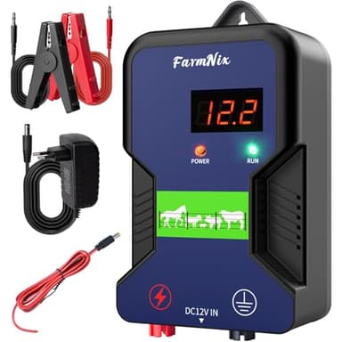 15KM Cloture Electrique pour Animaux,Puissante 2J Electrificateur Clôture électrique pour ferme jardin pâturage,12000V Electrificateur pour ÉLevage D'Animaux Cheval Vache Moutons