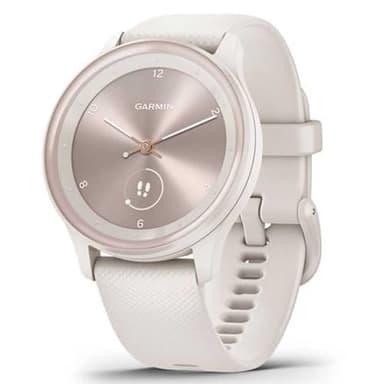 Garmin vívomove Sport - Montre connectée à aiguilles mécaniques et écran tactile - Peach Gold avec bracelet ivoire - Boîtier 40 mm
