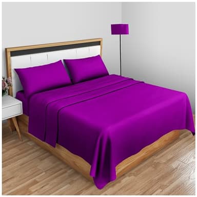 Drap Plat en Percale Infroissable en Polycoton Infroissable de qualité hôtelière - Drap Plat de Luxe uni - Baie