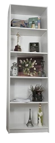 KUBUTKU Bibliothèque Étagère Universelle Ouverte pour Bureau et Maison avec 5 Compartiments Hauteur 182 cm, Profondeur 30 cm (Blanc, Largeur 50 cm)