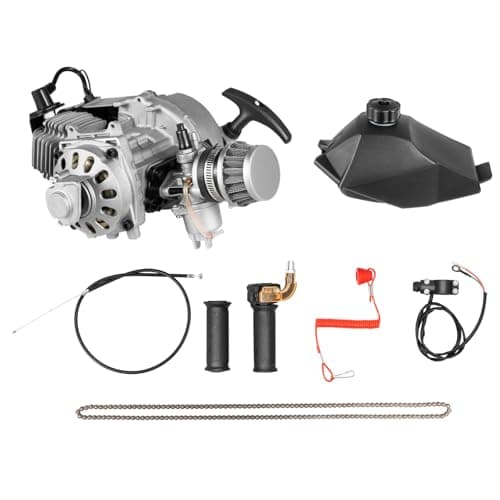 Moteur Pocket Bike, 2 Temps 49,85cc Pocket Quad Moteur, Lanceur Pocket Quad Moteur 1,9 kW/7000tr/min 3CV Mini Pullstart Capacité de Charge 180kg con Réservoir de 1,2L