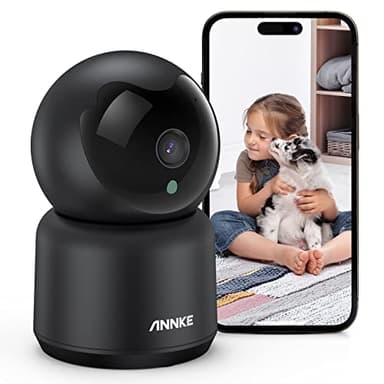 ANNKE 2K Caméra Surveillance WiFi Intérieure, 360° Caméra sans Fil pour Bébé/Animal, AI Détection de Mouvement Humain,Vision Nocturne,Audio Bidirectionnel,Connectée Smartphone,Accès à Distance-Noir