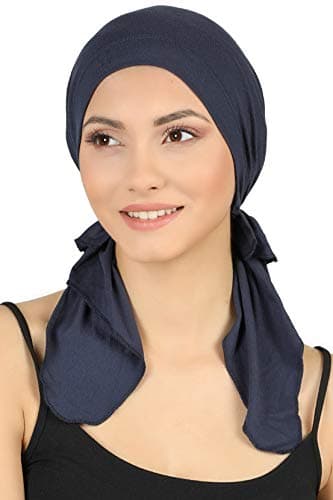 Deresina Bandana en bambou pré-noué pour femme, denim, taille unique