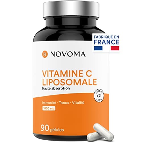 NOVOMA Vitamine C liposomale 1000mg, Assimilation Maximale, 90 gélules végétales, 100% Vitamin Quali®-C, Système Immunitaire & Énergie Naturelle, Cure de 1 mois, Fabriqué en France