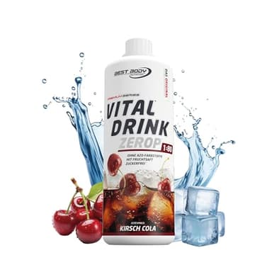 Best Body Nutrition Vital Drink ZEROP® - Cerise et de cola, Boisson concentrée - sirop - sans sucre, 1:80 donne 80 litres de boisson, 1000 ml