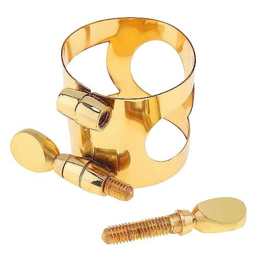 OriGlam Ligature d'Embouchure de Saxophone Alto - Double Vis Plaquées Or, en Laiton