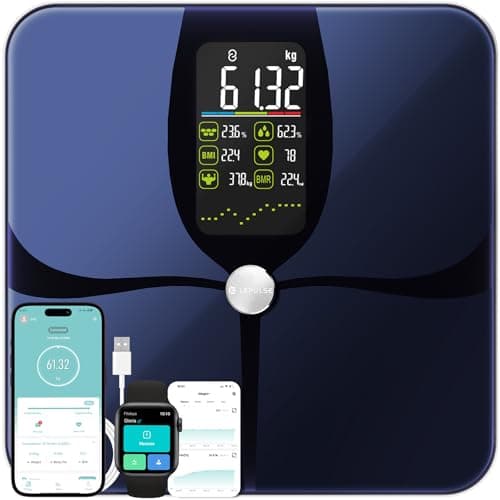 Balance Pese Personne Connectée, LEPULSE Balance Connectée avec Grand écran, Balance Impedancemetre avec 22 Données Corporelles, Balance Masse Graisseuse et Musculaire, Balance Intelligente avec APP