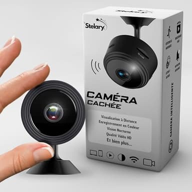 Stelary Caméra Espion | Support Magnétique | Caméra Cachée Mini | Surveillance Discrète | Caméra Sécurisée pour Maison | Emplacement Micro SD 128 Go | WiFi | Facile à Installer