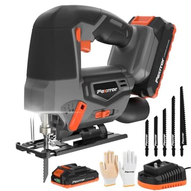 Fexrror Scie Sauteuse Sans Fil, Scies Sauteuses Électriques Avec Batteries 20V, 5 Lames De Scie Sauteuse, Coupes En Biseau 0°-45°, Action Orbitale 4 Positions, Pour Coupe Droite/Courbe/Cercle