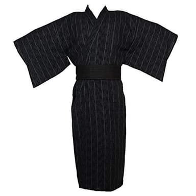 Black Sugar Kimono Noir Homme Pyjama Ceinture Japonais Traditionnel Yukata Samurai Coton De Bonne Qualité Résistant Maison Sortie (M)