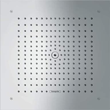 hansgrohe Raindance E - Douche de tête avec 1 type de jet, Douche de pluie carrée (400 x 400 mm), Pommeau de douche pour montage au mur/plafond, Chromé, 26252000