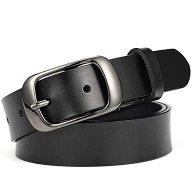 McFanBe Mesdames Ceinture en Cuir Pour les Femmes Filles Jeans Pantalon de Robe 2,8cm Largeur (XXL:133cm(Taille ajustée 107-118cm/43-48"), C:Noir)