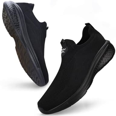 Giniros Baskets et Chaussures de Sport Homme Tennis Respirant Légères et Confortables de la Mode de Marche Fitness Running Tennis Outdoor Gym Jogging Sneakers Hommes, Noir 45EU
