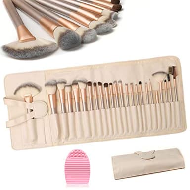 HEPAZ Pinceaux de Maquillage Professionnel, 24 PCS + 1 PCS Oeuf de Nettoyage de Brosse de Maquillage pour les ombres à paupières, les sourcils