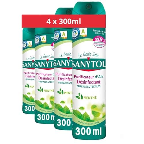 Sanytol - purificateur d'air- Désinfectant surfaces & textiles- 300 ml - Lot de 4