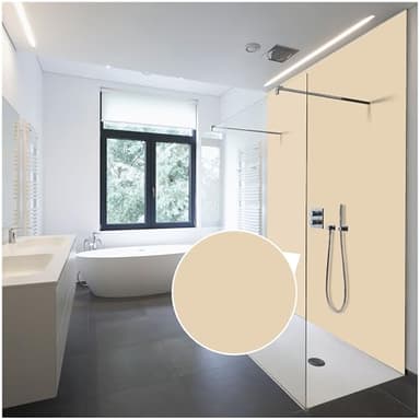 WALLando Panneau mural de douche (Beige crème/250x100cm) – Panneau en PVC facile à installer & résistant à l'humidité – Revêtement mural premium – Fabriqué en Allemagne