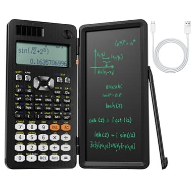 NEWYES 991ES-II Calculatrice Scientifique Rechargeable, 417 Fonctions avec Bloc-Notes, Boîtier Dur Pliable, Écran Écrit de 4 Lignes, Calculatrice Avancée pour Élèves Scolaires/Bureau