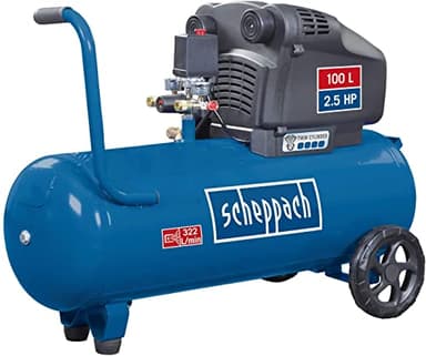 Scheppach Compresseur à air HC105DC | Cuve 100L | Pression de travail 10bar | Puissance 2,5CV | Débit d'aspiration 322L | Sans huile & Peu d'entretien