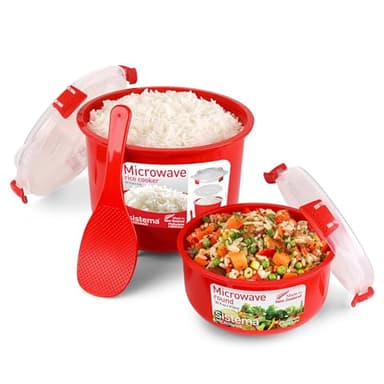 Sistema Micro-Ondes, cuiseur Vapeur pour Le Riz (2,6 l) Micro-Ondes, récipient Rond pour Aliments (915 ML) | sans bisphénol A [82001]
