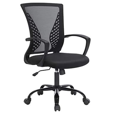 SONGMICS Fauteuil de Bureau, Chaise Ergonomique, pivotant, réglable en Hauteur, mécanisme d’Inclinaison, siège et Dossier en Toile Respirante, Bureau, Charge 120 kg, Noir OBN22BK