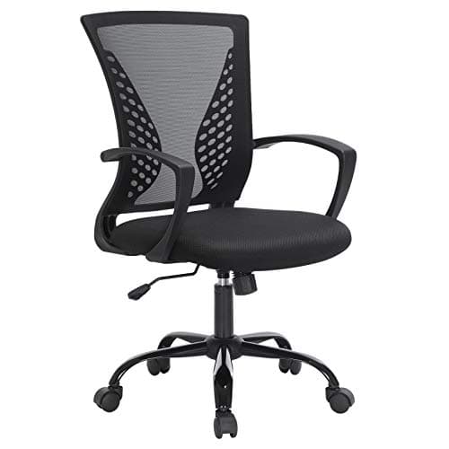 SONGMICS Fauteuil de Bureau, Chaise Ergonomique, pivotant, réglable en Hauteur, mécanisme d’Inclinaison, siège et Dossier en Toile Respirante, Bureau, Charge 120 kg, Noir OBN22BK